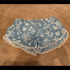 Women’s Flowy Floral and Lace Shorts